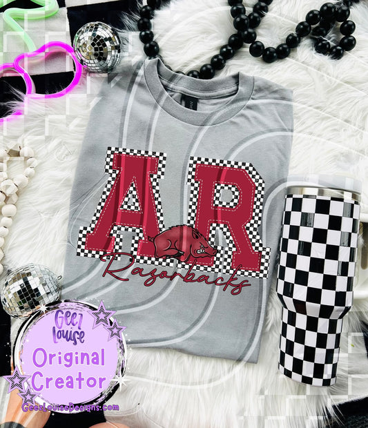 Razorbacks checkered - DTF TRANSFER (GLD925)