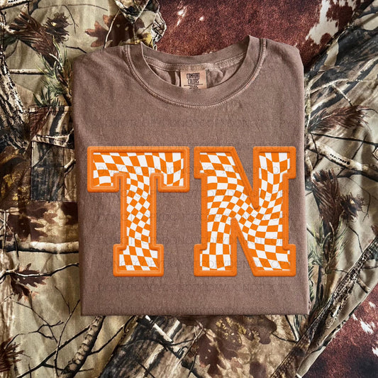 Wavy checkered faux embroidery ; Vols bundle - DTF TRANSFER (SYM)