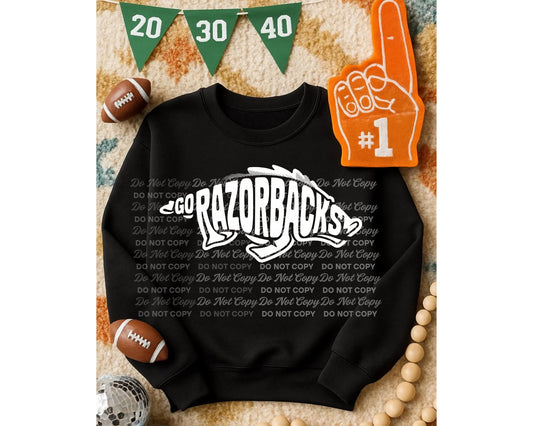 Razorbacks white EXCLUSIVE - DTF TRANSFER (BYD)