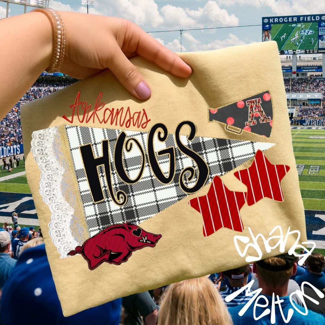 Hogs Razorbacks - lace pennant - DTF TRANSFER (SYM)