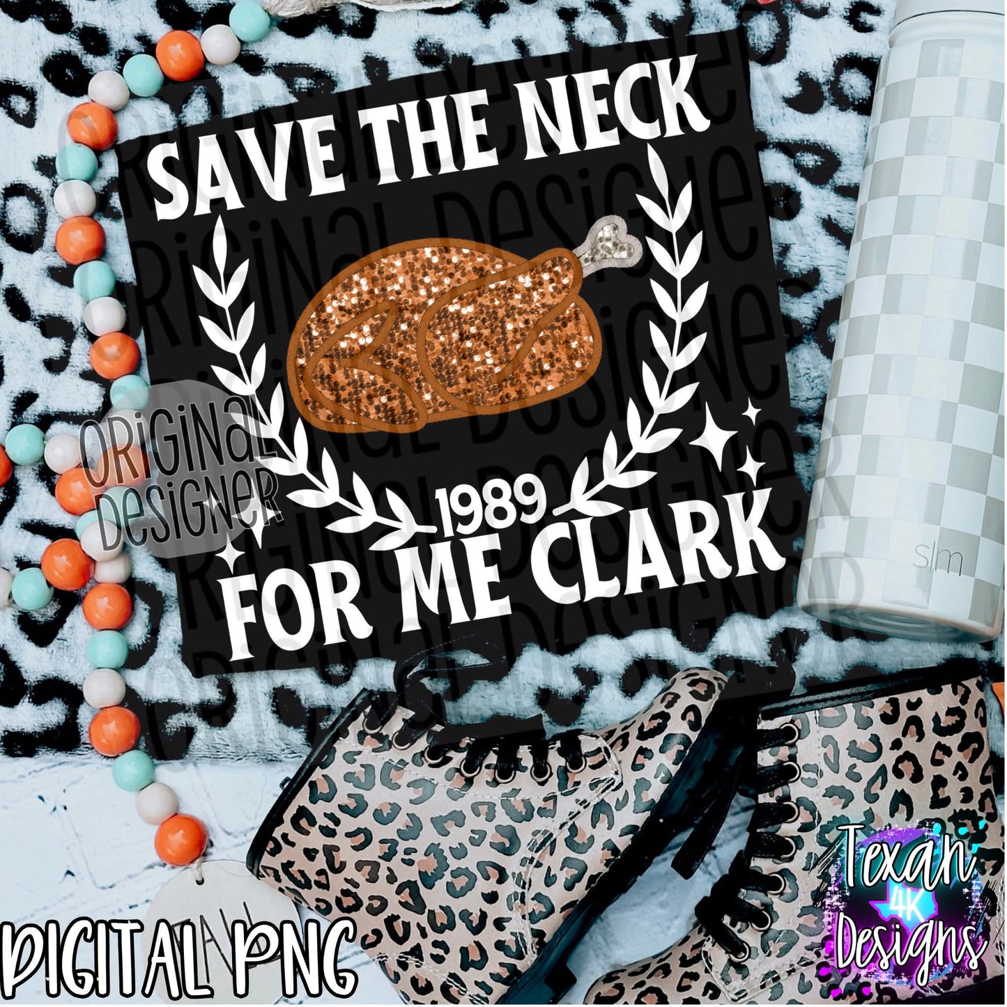 Save the neck for me Clark white - DTF TRANSFER (T4KD)