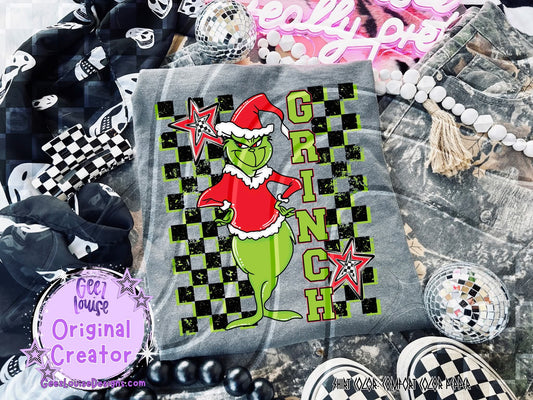 Grouch checkered - DTF TRANSFER (GLD925)