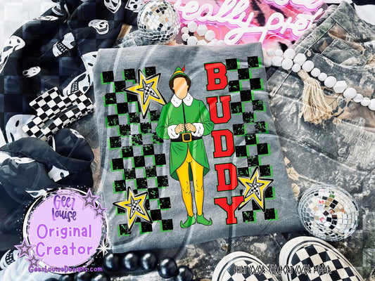 Elf checkered - DTF TRANSFER (GLD925)