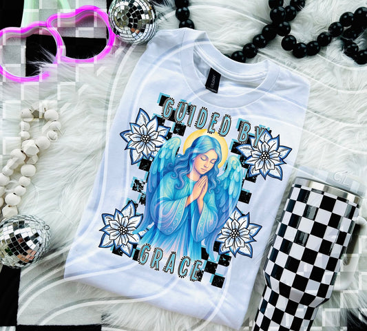 Guided by grace checkered - DTF TRANSFER (GLD925)