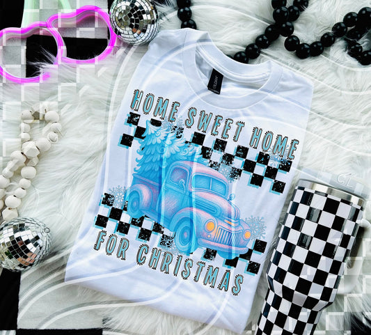 Home sweet home for Christmas checkered - DTF TRANSFER (GLD925)