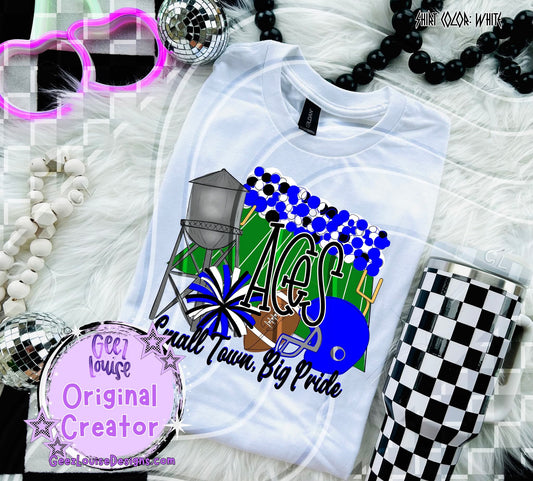 Aces : small town big pride - DTF TRANSFER (GLD925)
