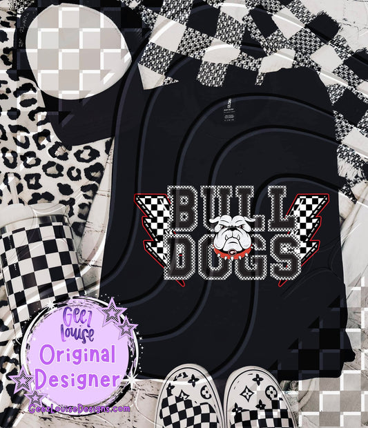 GA bulldogs ; lightning checkered - DTF TRANSFER (GLDO25)