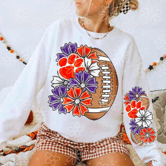 Clemson Tigers ; half floral football - DTF TRANSFER (MMD SEPT25)