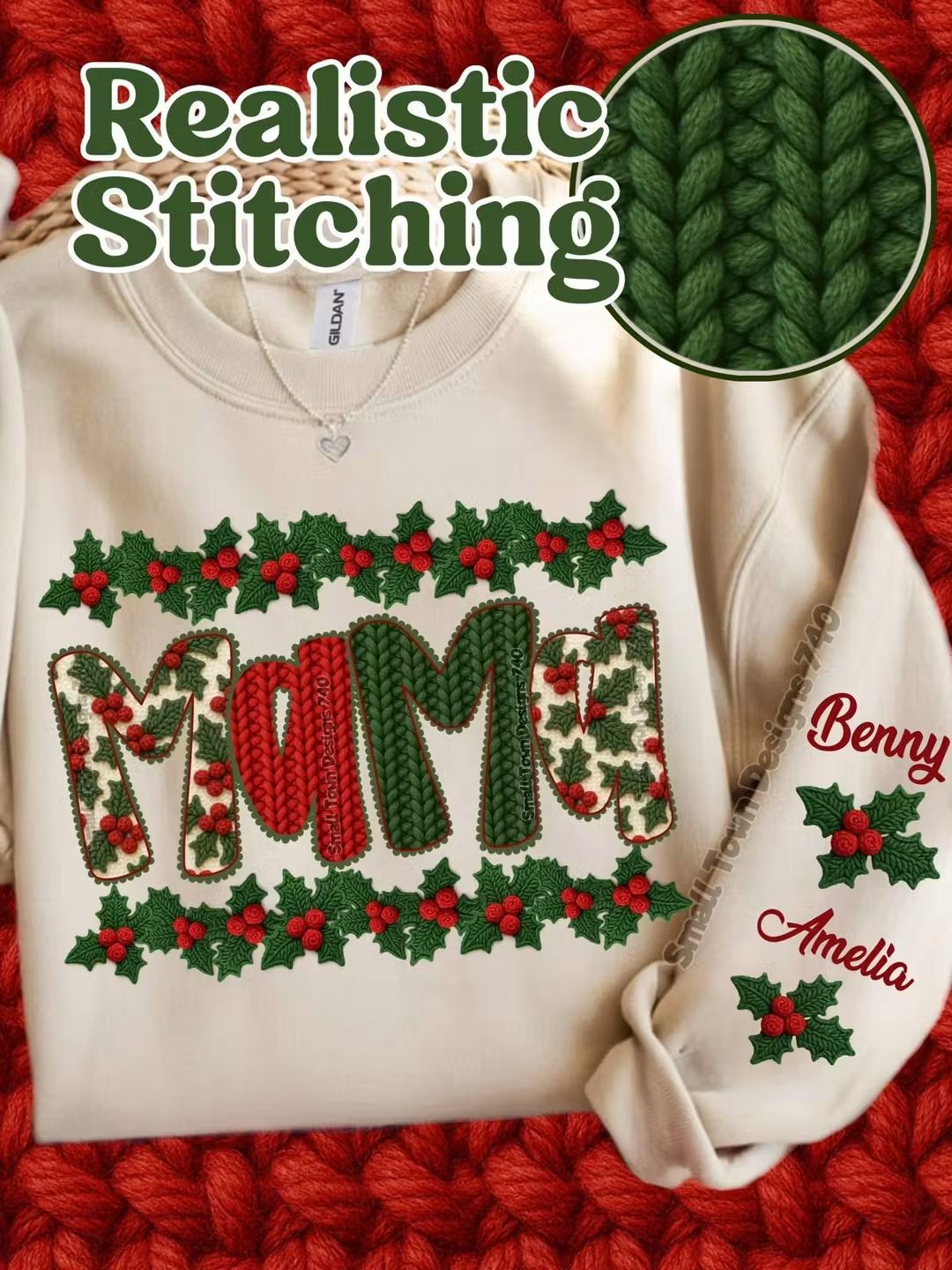 Mama Christmas crochet yarn- DTF TRANSFER (STD740)