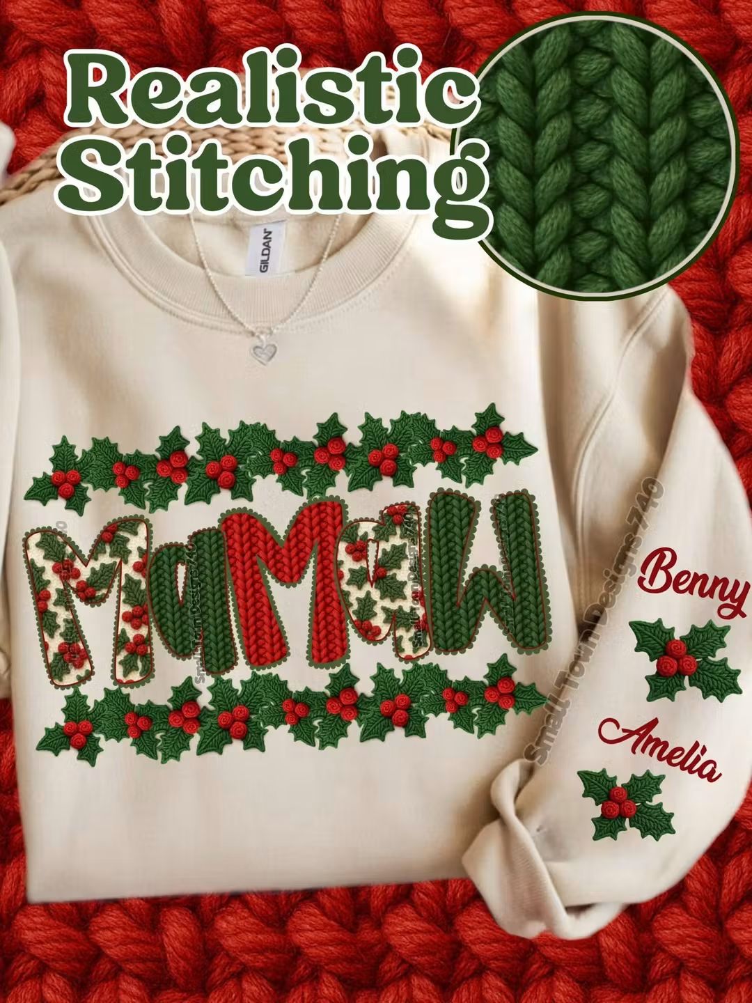 Mama Christmas crochet yarn- DTF TRANSFER (STD740)