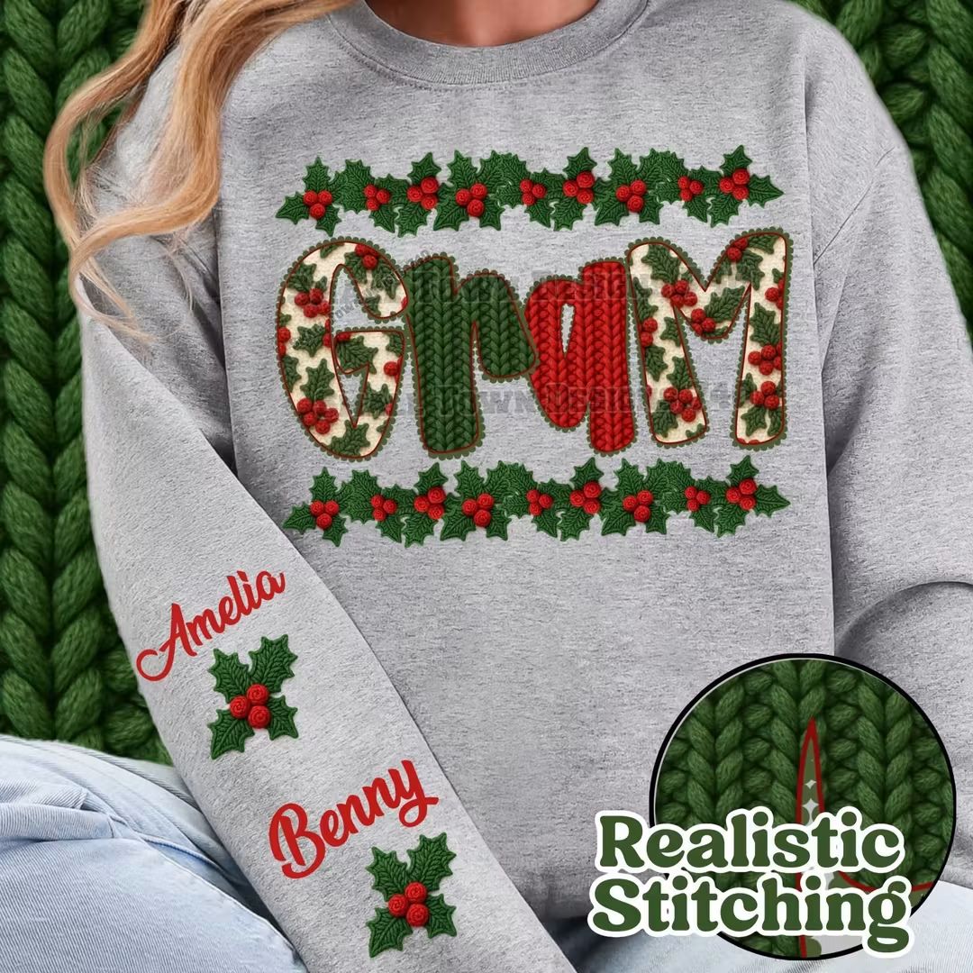 Gram Christmas crochet yarn- DTF TRANSFER (STD740)