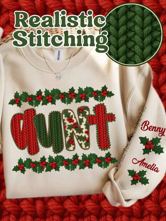 Aunt Christmas crochet yarn- DTF TRANSFER (STD740)