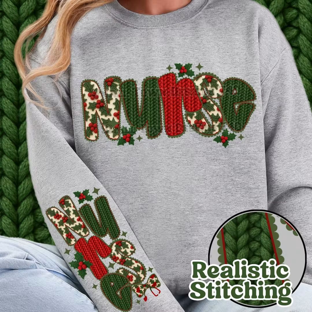 Nurse Christmas crochet yarn- DTF TRANSFER (STD740)