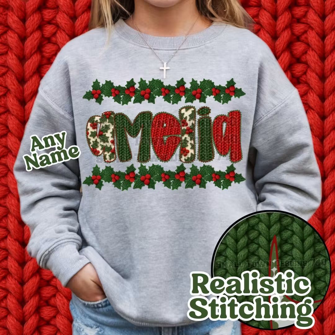 Mama Christmas crochet yarn- DTF TRANSFER (STD740)