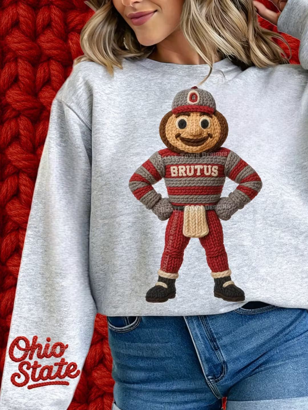 Ohio state #3 crochet yarn - DTF TRANSFER (STD740)