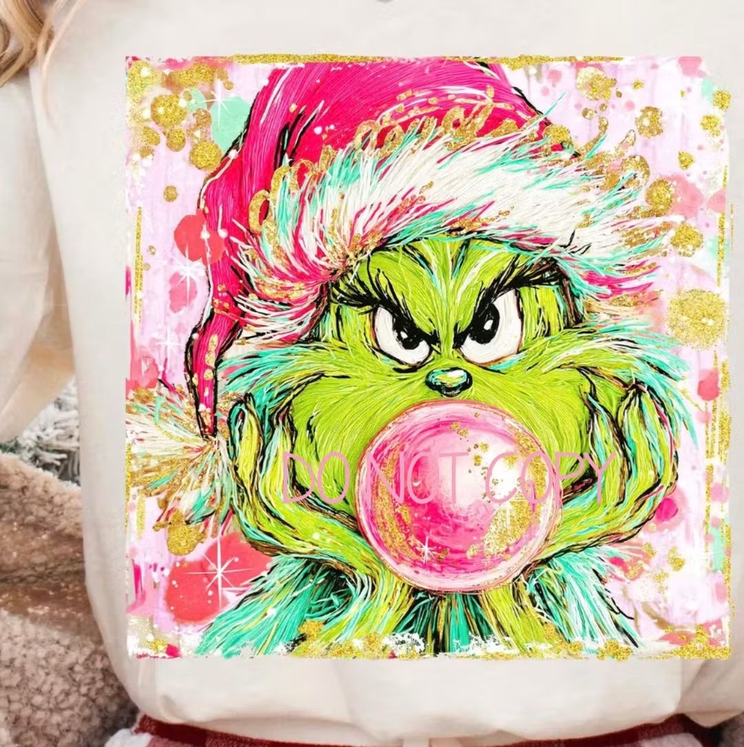 Bubblegum grouch painting Christmas - DTF TRANSFER