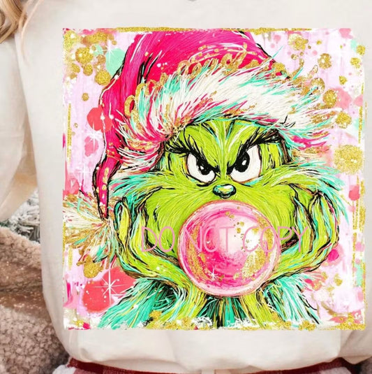 Bubblegum grouch painting Christmas - DTF TRANSFER