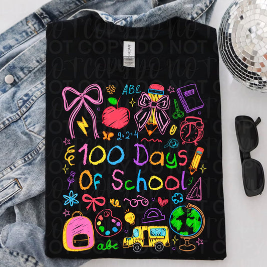 100 days of school colorful (DTF TRANSFER) TUAC