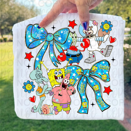 Sponge bow collage Throwback cartoon (DTF TRANSFER) TUAC