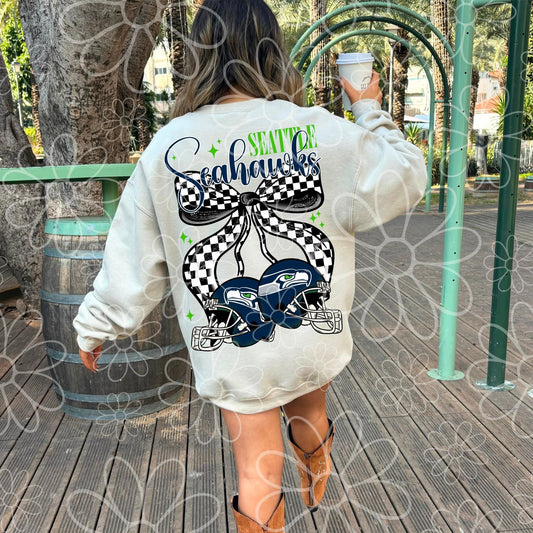 Seahawks - bow cherries football - DTF TRANSFER (MMD SEPT25)