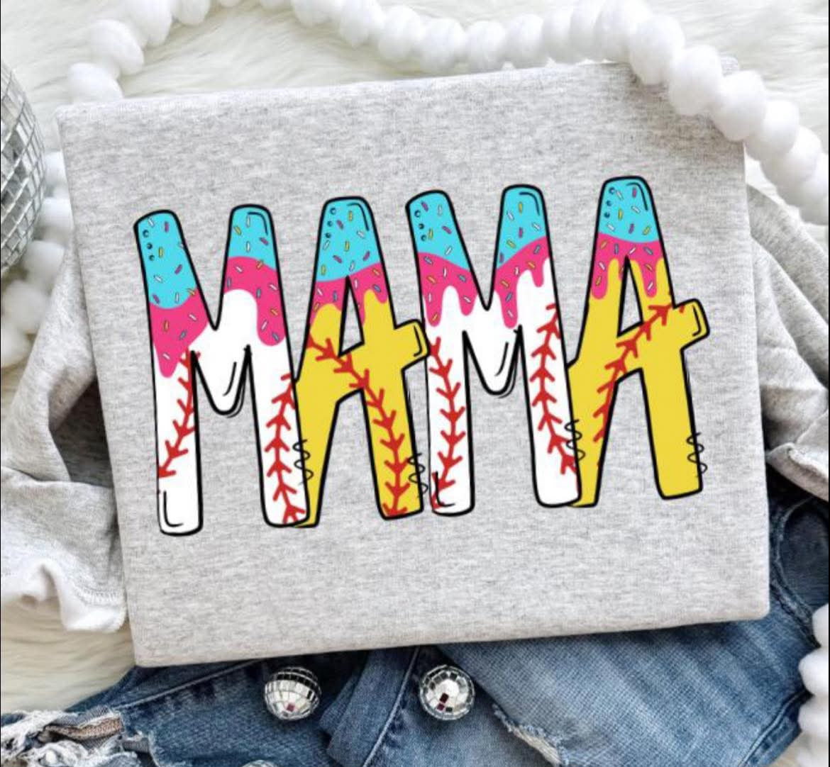 Drip Half baseball softball Mama - DTF TRANSFER