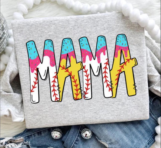Drip Half baseball softball Mama - DTF TRANSFER