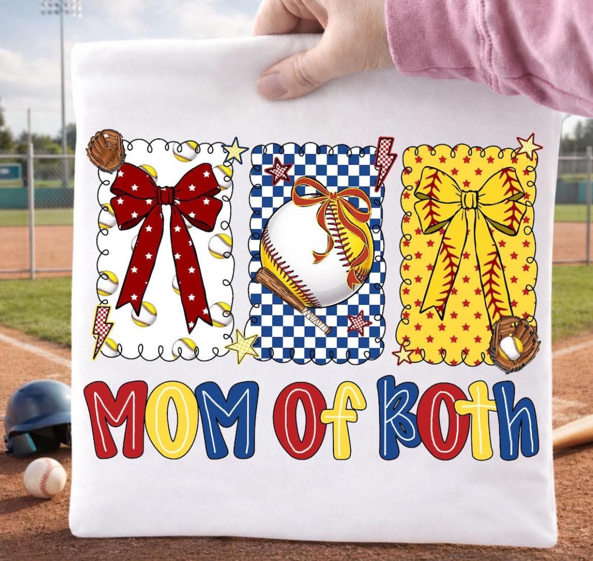 Mom of both bows baseball softball - DTF TRANSFER