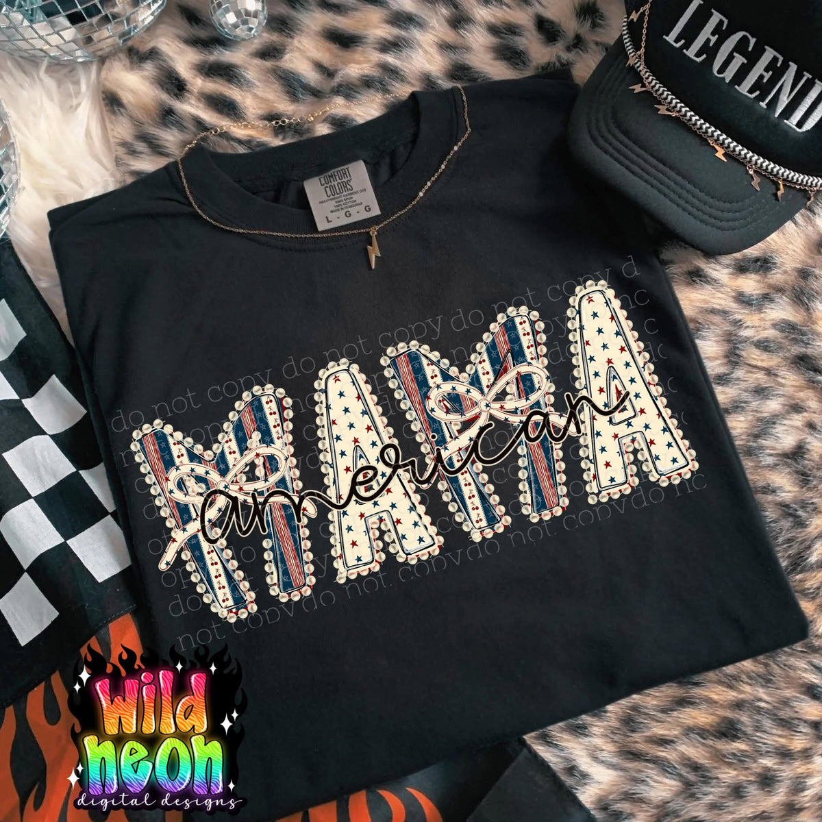 American Mama pearls - DTF TRANSFER (WNDD)