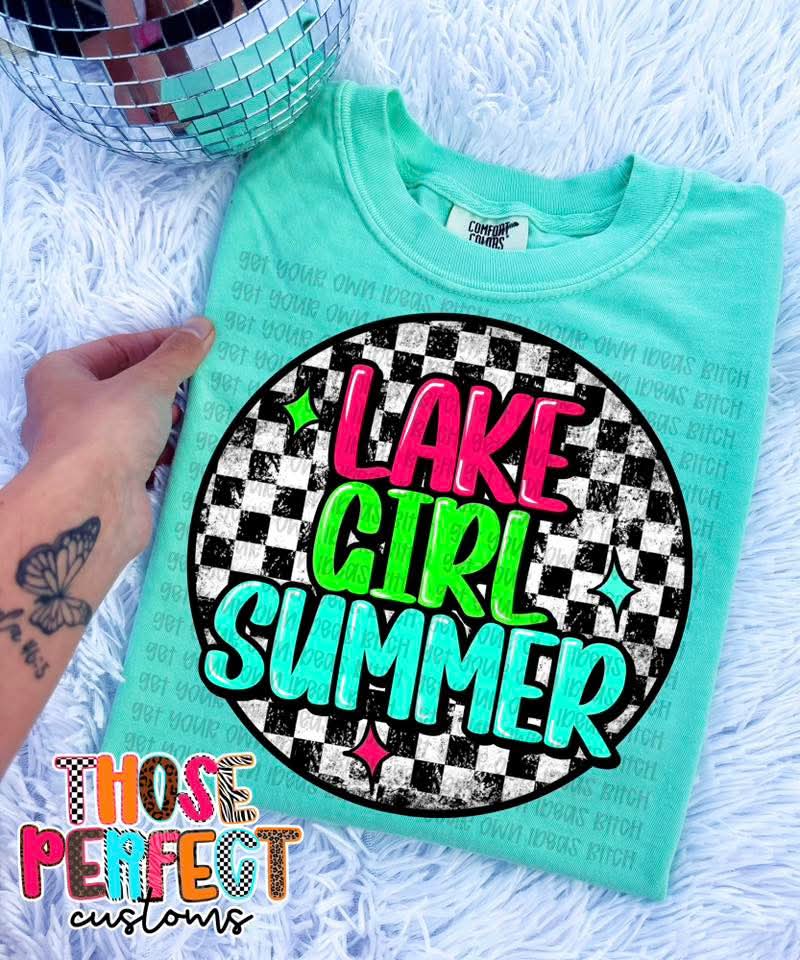 Lake girl summer checkered - DTF TRANSFER (TPC)