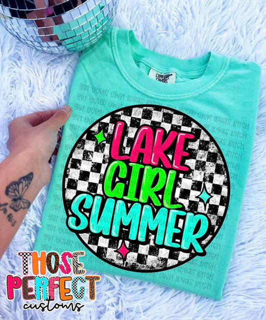Lake girl summer checkered - DTF TRANSFER (TPC)