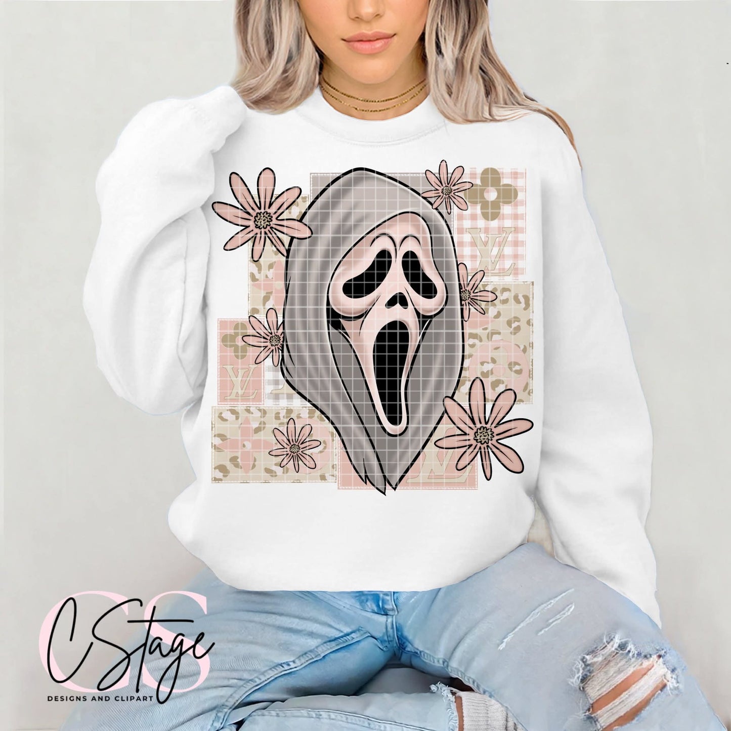 Ghostface cheetah boho patchwork - DTF TRANSFER (CSD)