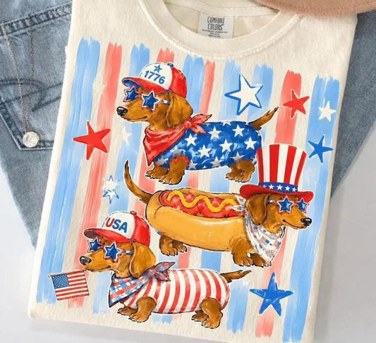 Patriotic weenie dog dachshund - DTF TRANSFER