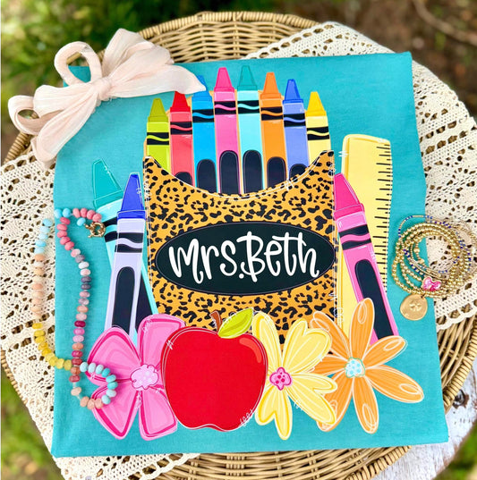 Teacher crayons custom personalized - DTF TRANSFER (TCC)