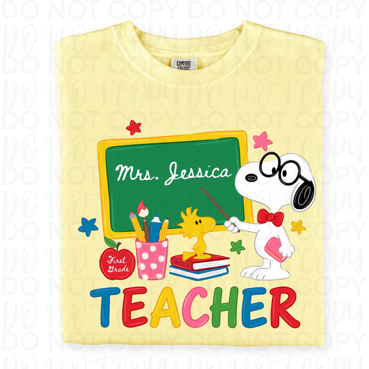 Beagle teacher chalkboard custom - DTF TRANSFER (TUA)