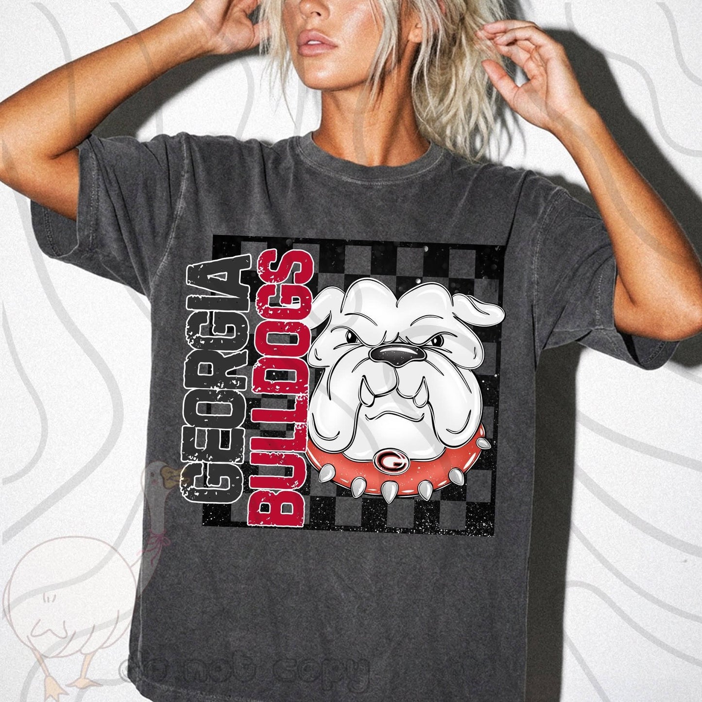 Bulldogs checkered distressed - DTF TRANSFER (DKDBK)