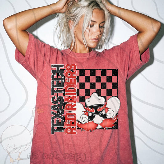Red Raiders checkered distressed - DTF TRANSFER (DKDBK)