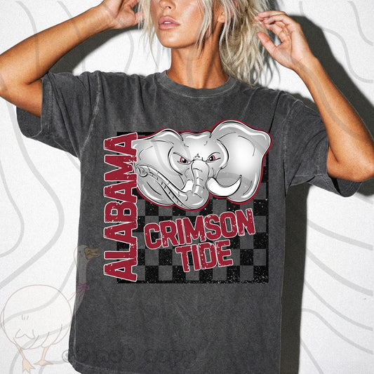 Crimson Tide checkered distressed - DTF TRANSFER (DKDBK)