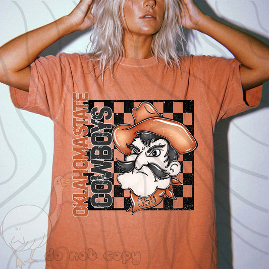OK Cowboys checkered distressed - DTF TRANSFER (DKDBK)