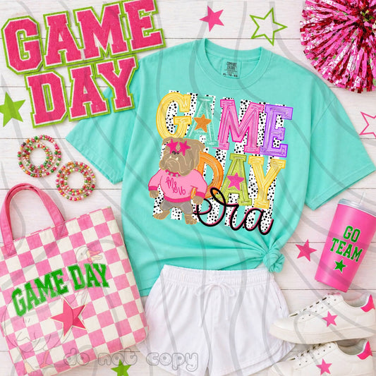 M Bulldogs Game Day preppy - DTF TRANSFER (DKDBK)