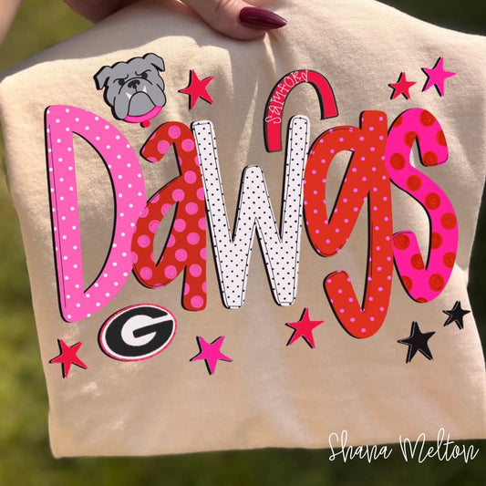 G Dawgs bulldogs girly dots - DTF TRANSFER (SYM)