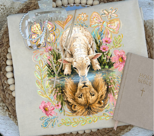 Lamb Lion reflection water faith - DTF TRANSFER (SSDD)