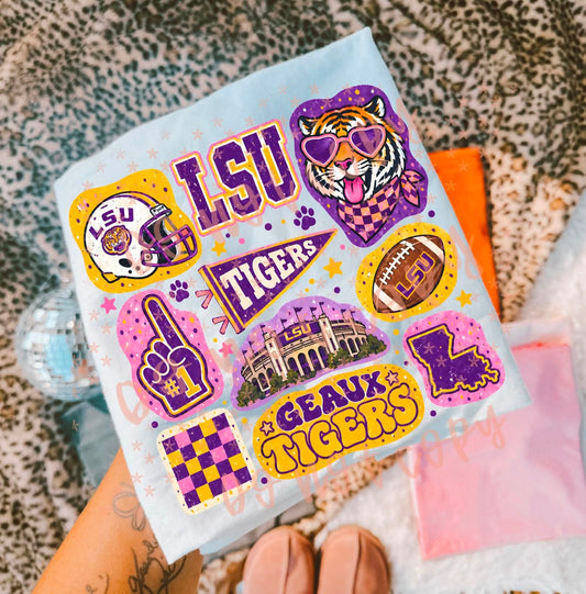 lsu Tigers football doodles - DTF TRANSFER (SYM S26)