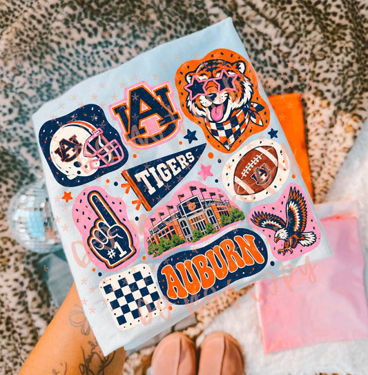 Auburn Tigers football doodles - DTF TRANSFER (SYM S26)