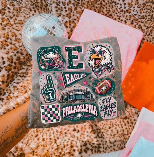Eagles football doodles - DTF TRANSFER (SYM S26)