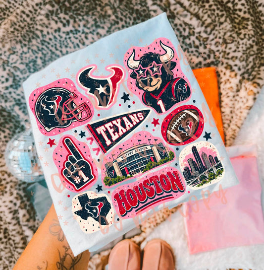 Houston Texans football doodles - DTF TRANSFER (SYM S26)