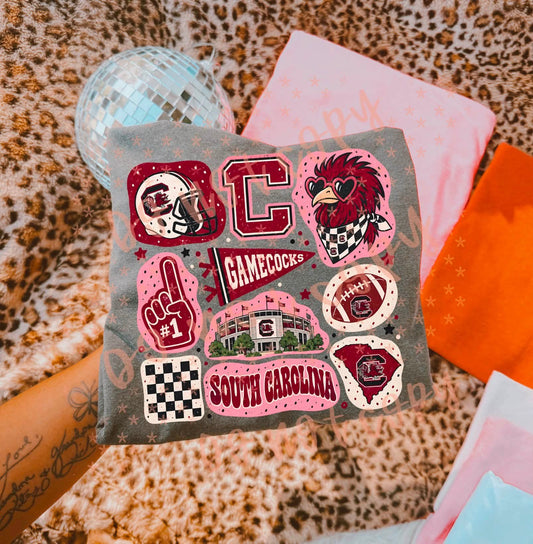 Gamecocks football doodles - DTF TRANSFER (SYM S26)