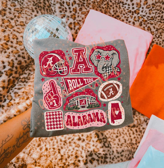 Roll tide football doodles - DTF TRANSFER (SYM S26)