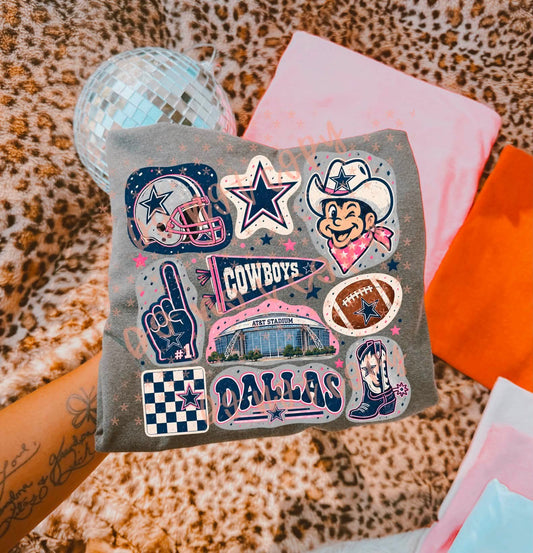 D Cowboys football doodles - DTF TRANSFER (SYM S26)