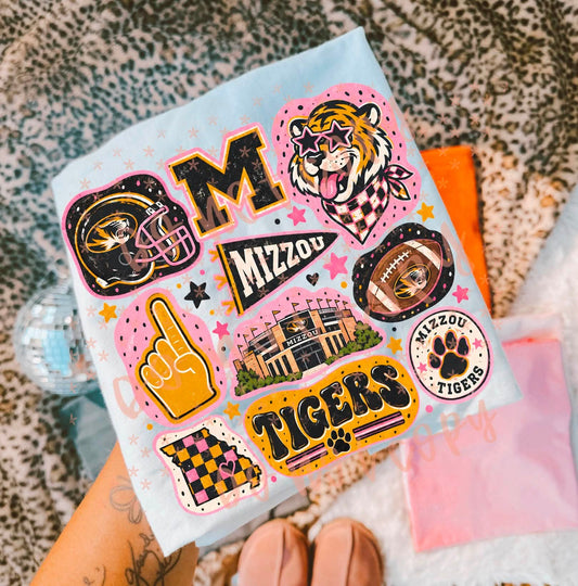 Mizzou Tigers football doodles - DTF TRANSFER (SYM S26)
