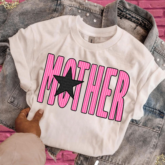Mother pink star stripes - DTF TRANSFER